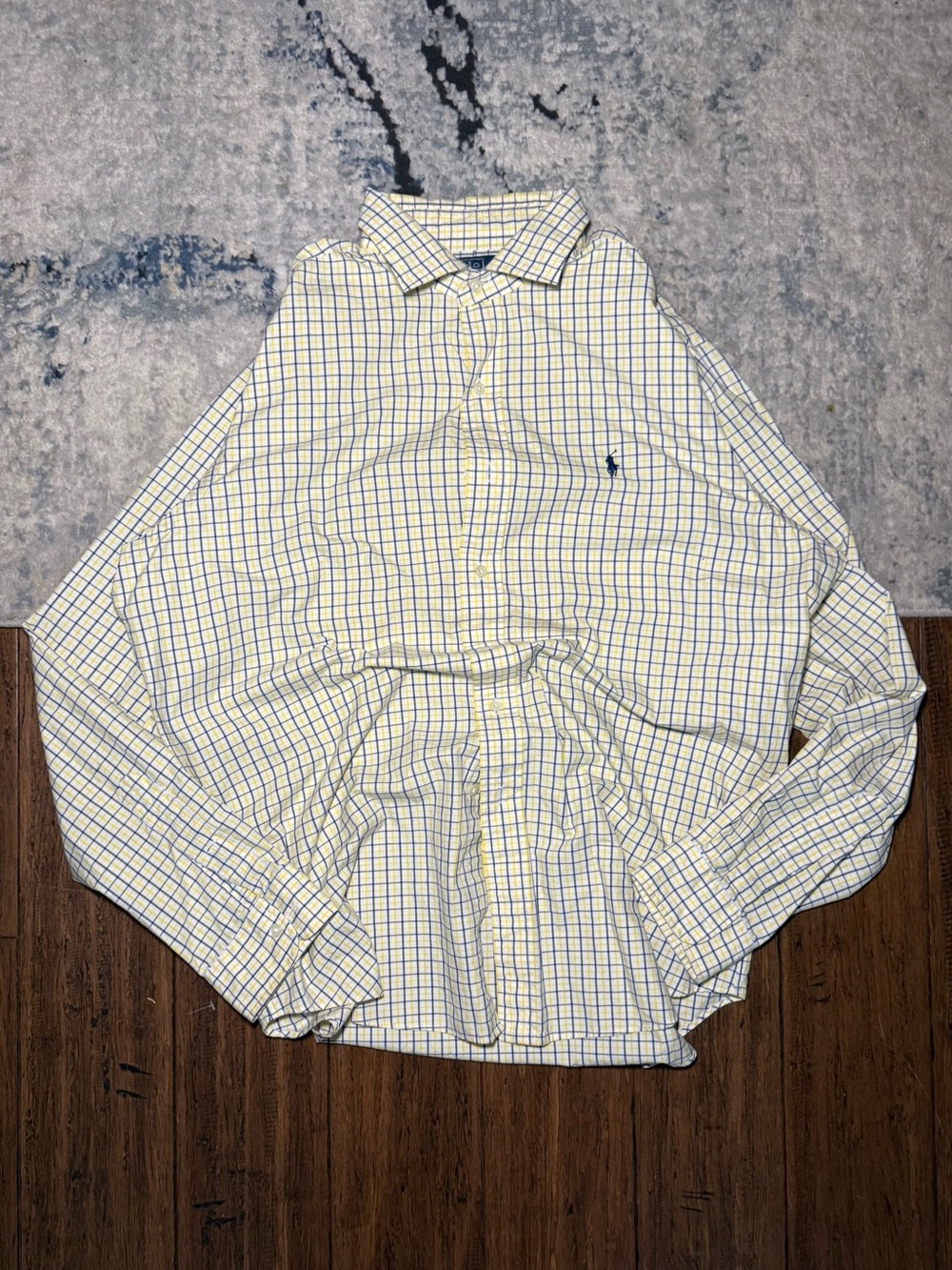 Ralph Lauren Yellow Shirt with Blue Windowpane Check